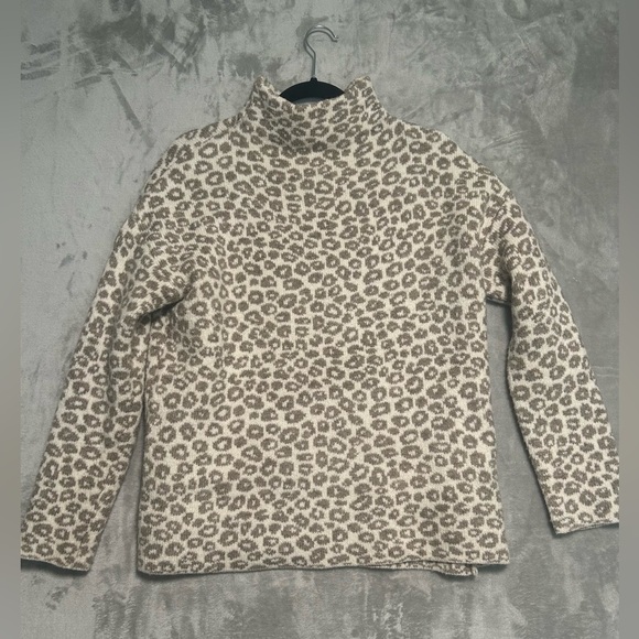 Christian Siriano Turtleneck Sweater Women’s Medium Brown Beige Leopard Wool - Picture 1 of 6
